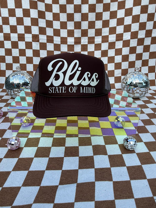 BLISS STATE OF MIND TRUCKER HAT | DRK BRN/BEIGE