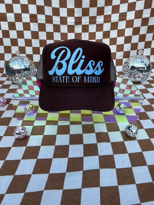 BLISS STATE OF MIND TRUCKER HAT | DRK BRN & LIGHT BLUE