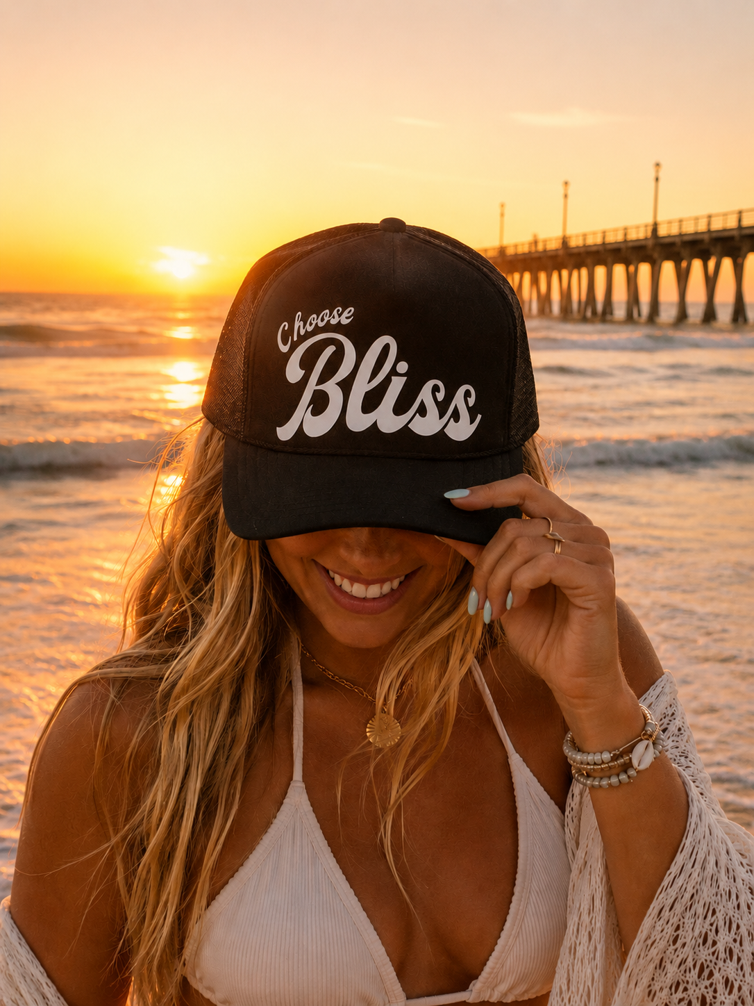 CHOOSE BLISS TRUCKER HAT- BLK & WHITE