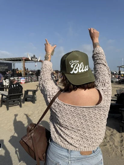CHOOSE BLISS TRUCKER HAT- OLIVE & WHITE