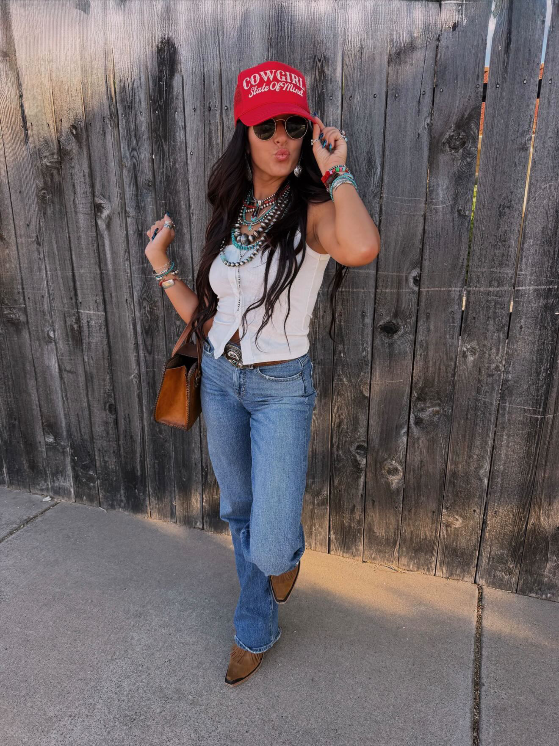 COWGIRL STATE OF MIND TRUCKER HAT | RED/CREAM