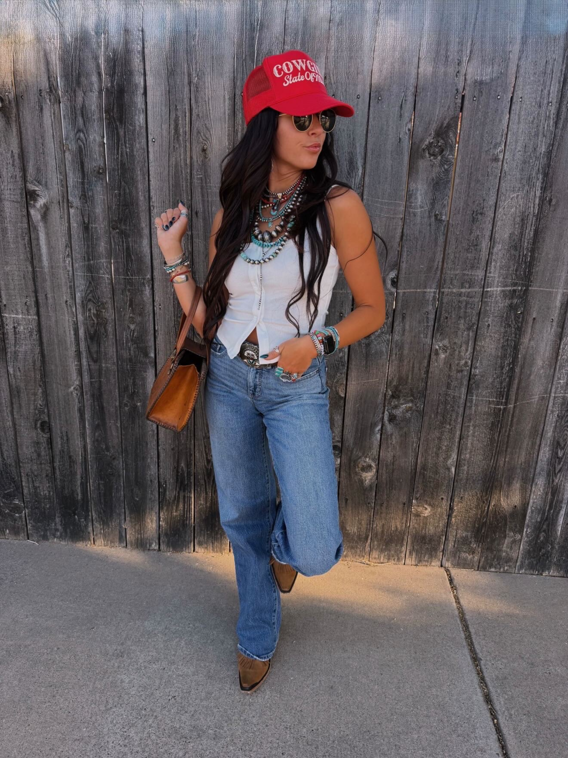 COWGIRL STATE OF MIND TRUCKER HAT | RED/CREAM