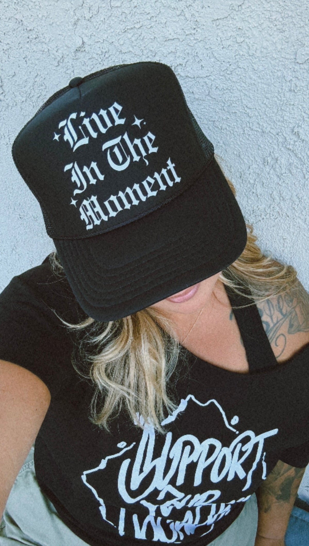 LIVE IN THE MOMENT TRUCKER HAT