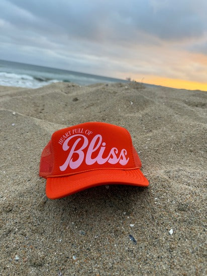 HEART FULL OF BLISS TRUCKER HAT | ORANGE/PINK