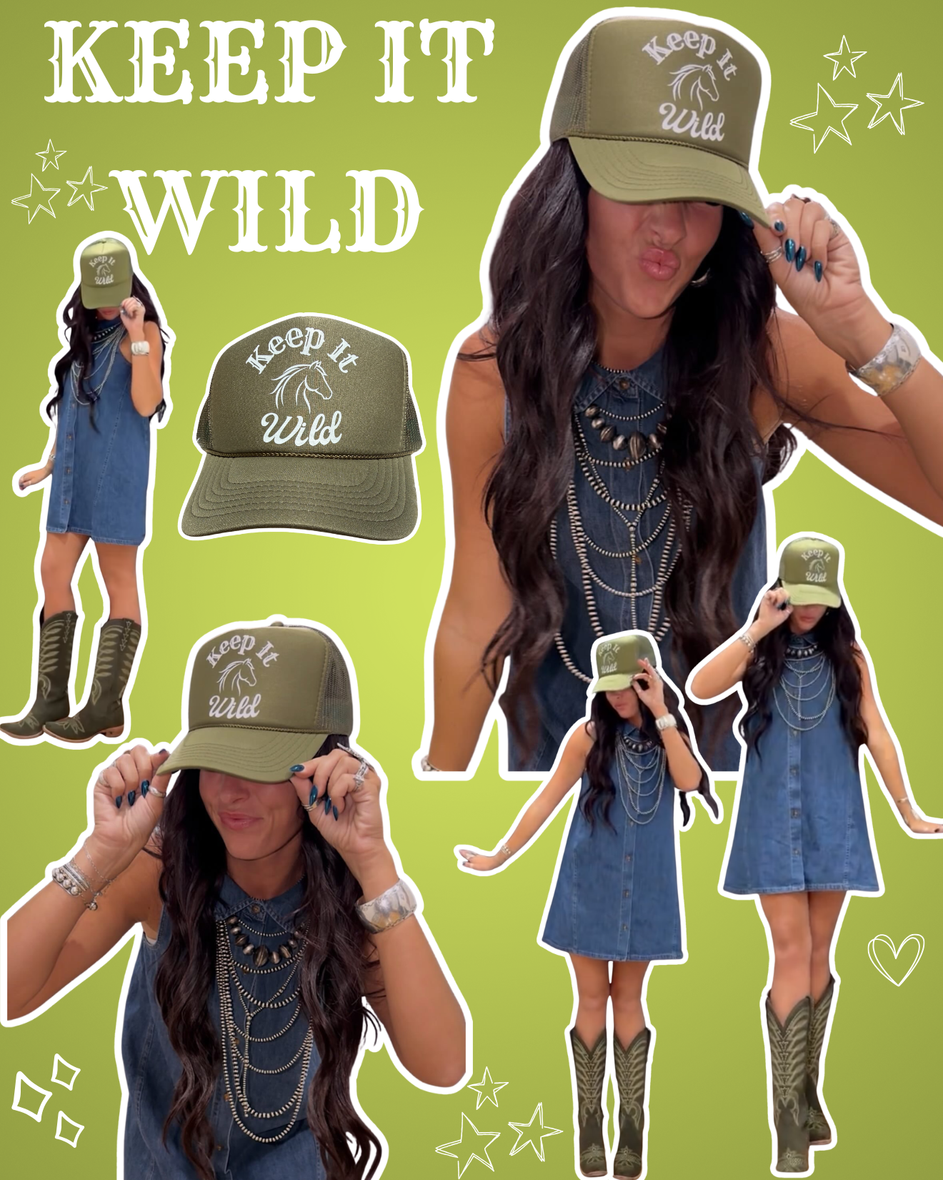 KEEP IT WILD TRUCKER HAT | OLIVE/CREAM