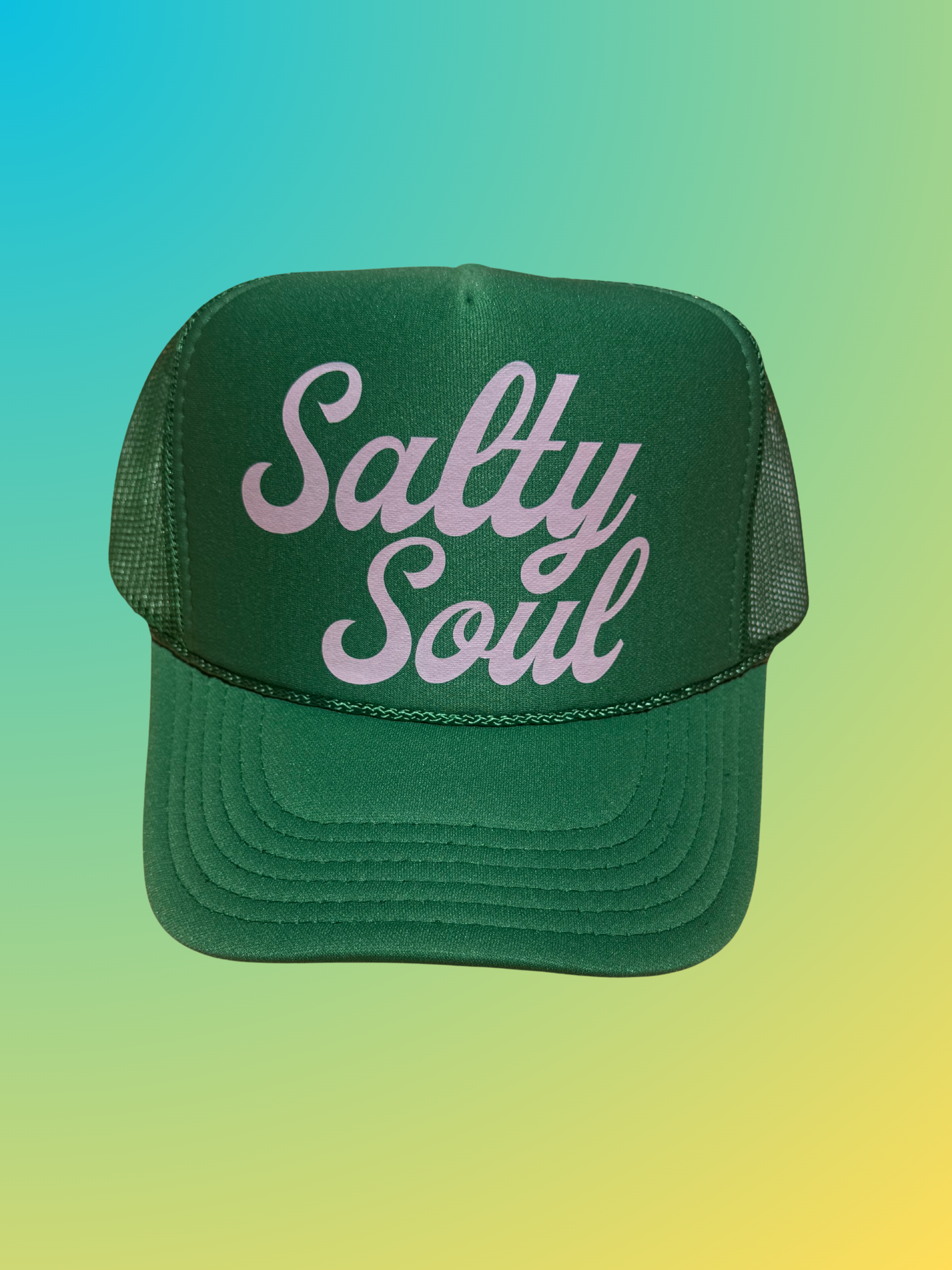 SALTY SOUL TRUCKER HAT | GREEN/PINK