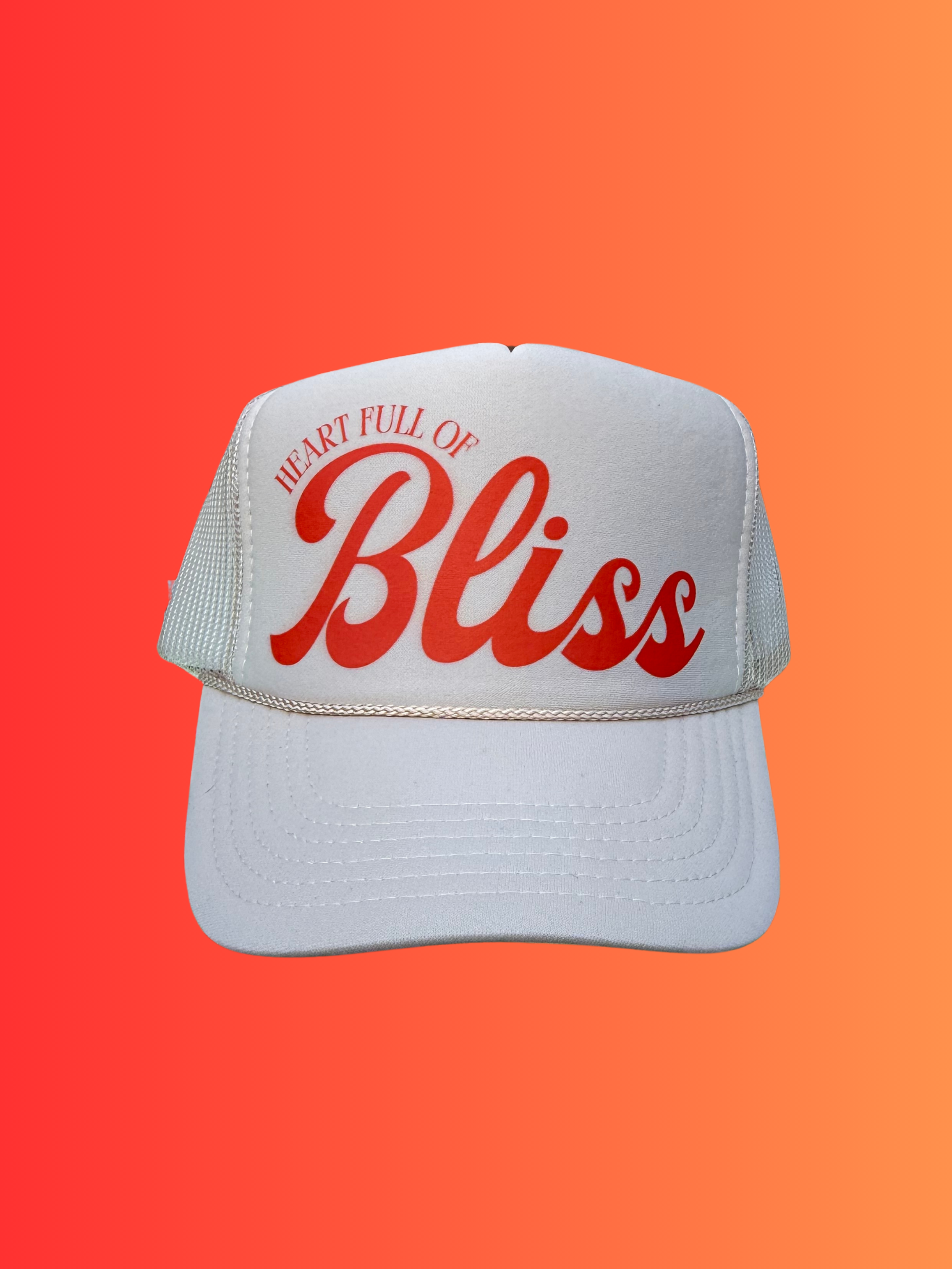 HEART FULL OF BLISS TRUCKER HAT | BEIGE/RED