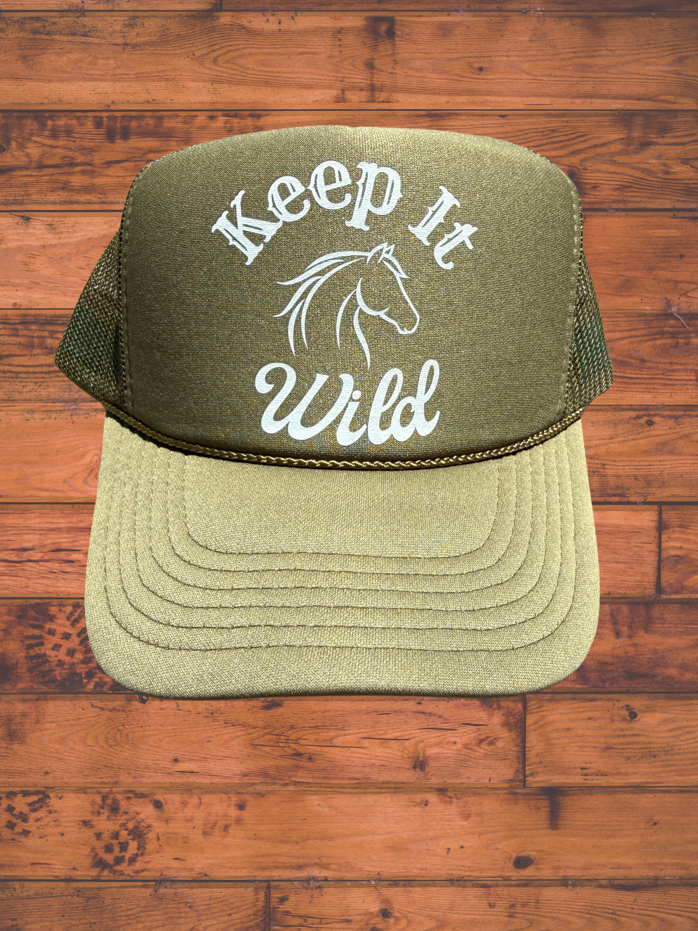 KEEP IT WILD TRUCKER HAT | OLIVE/CREAM