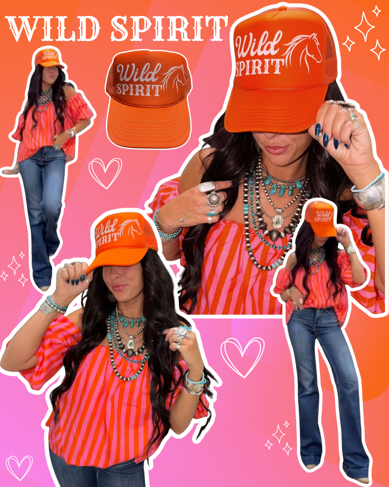 WILD SPIRIT TRUCKER HAT | ORANGE/CREAM